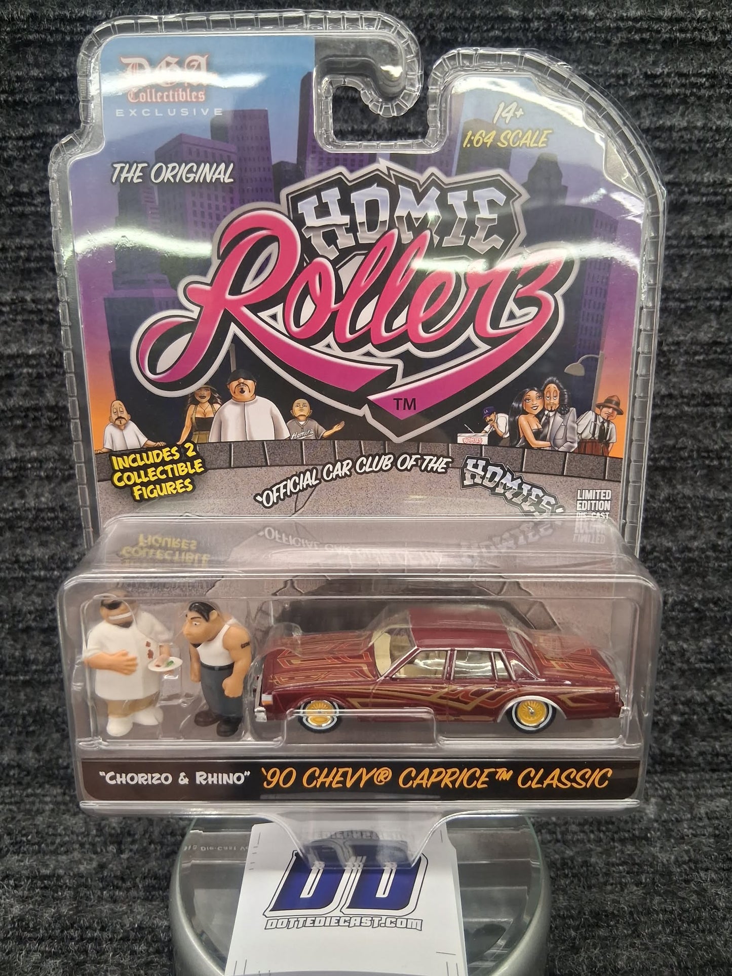 HOMIE ROLLERZ 2025 SERIES 1 W/FIGURES 1/64 GREENLIGHT & DG- '90 Chevy Caprice Classic- Maroon