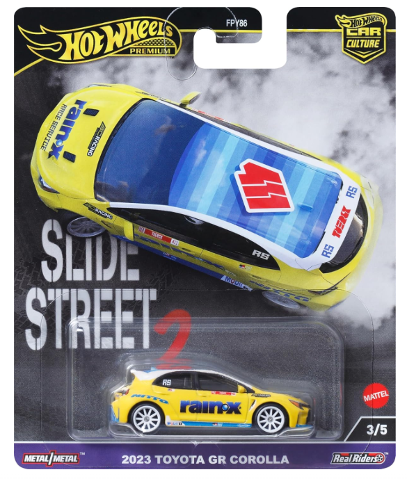 Hot Wheels Car Culture Collectible Toyota Corolla GR, Slide Street Vehicle with Real Riders Tires