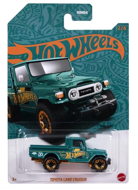 Hot Wheels Collectible Die-Cast Vehicle - Toyota Land Cruiser Sport Utility Car - Teal and Gold - HDH54-2/6