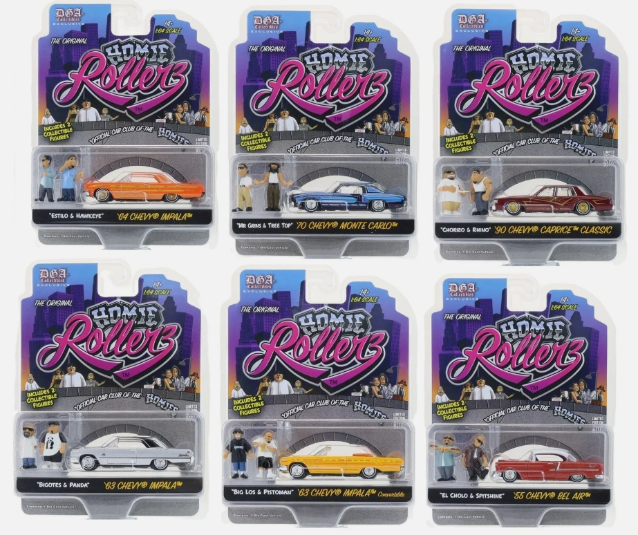 HOMIE ROLLERZ 2025 SERIES 1 SET OF 6 CARS W/FIGURES 1/64 GREENLIGHT & DGA