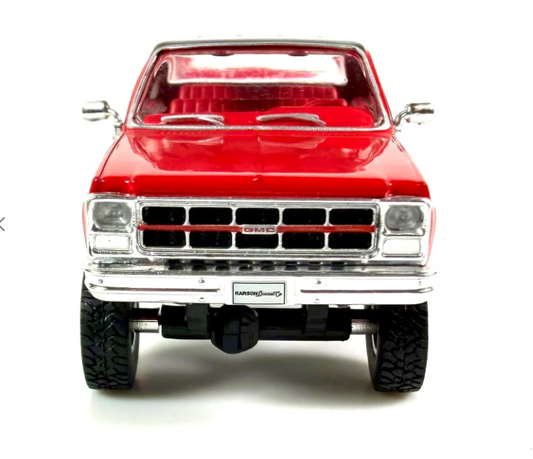 IXO Karson Exclusive '80 GMC Sierra Classic K3500 Wideside Crew Cab Lifted Two-Tone Cardinal Red &Black Diecast