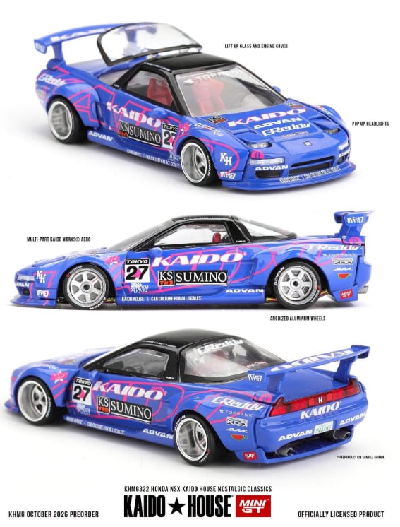 (Preorder) Kaido House x Mini GT Honda NSX Kaido House Nostalgic Classics – Blue