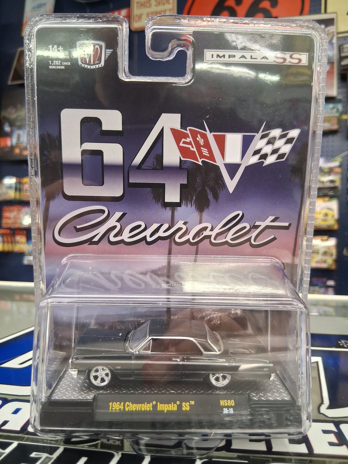 M2 Machines 1:64 1964 Chevrolet Impala Hard Top – Daytona Blue Metallic – Hobby Exclusive
