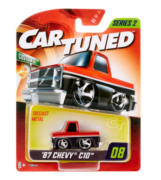 CarTuned Series 2 - 1987 Chevy C10 Red & Black (Custom) Diecast Vehicle