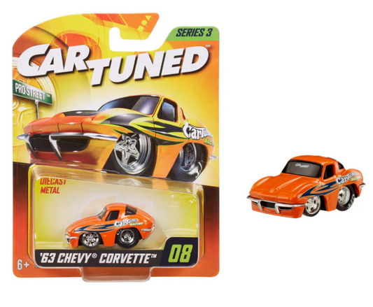 CarTuned Series 3 - 1963 Chevy Corvette Stingray (Pro Street) - M Orange Diecast Vehicle