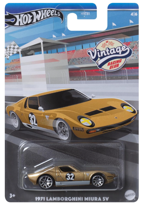 Hot Wheels 1971 Lamborghini Miura SV (Gold), Vintage Racing Club 4/6