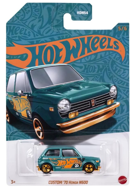 Hot Wheels Collectible Die-Cast Vehicle - Custom '70 Honda N600 Car - Teal and Gold - HDH54-5/6