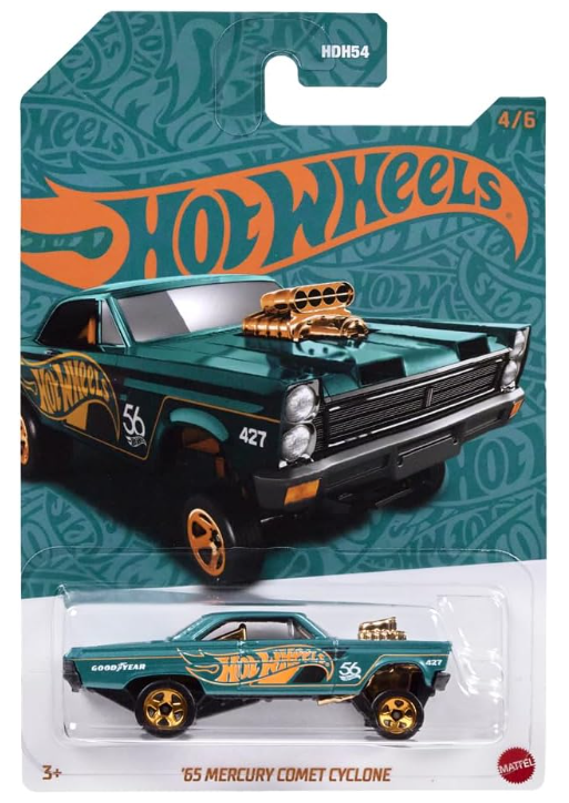 Hot Wheels Collectible Die-Cast Vehicle - '65 Mercury Comet Cyclone Car - Teal and Gold - HDH54-4/6