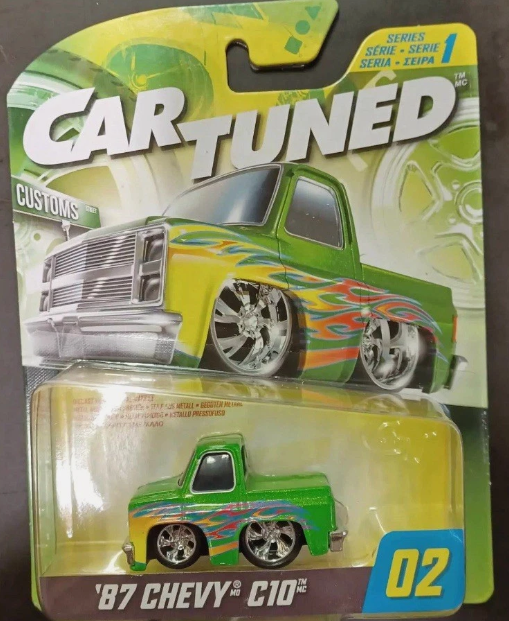 Car Tuned, Hobby Series 1, Chevrolet C10 is finished in Gloss Green with Flames