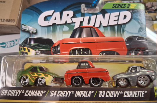 Car Tuned Series 3- '69 Camaro, '64 Impala, '63 Corvette- 3 Pack