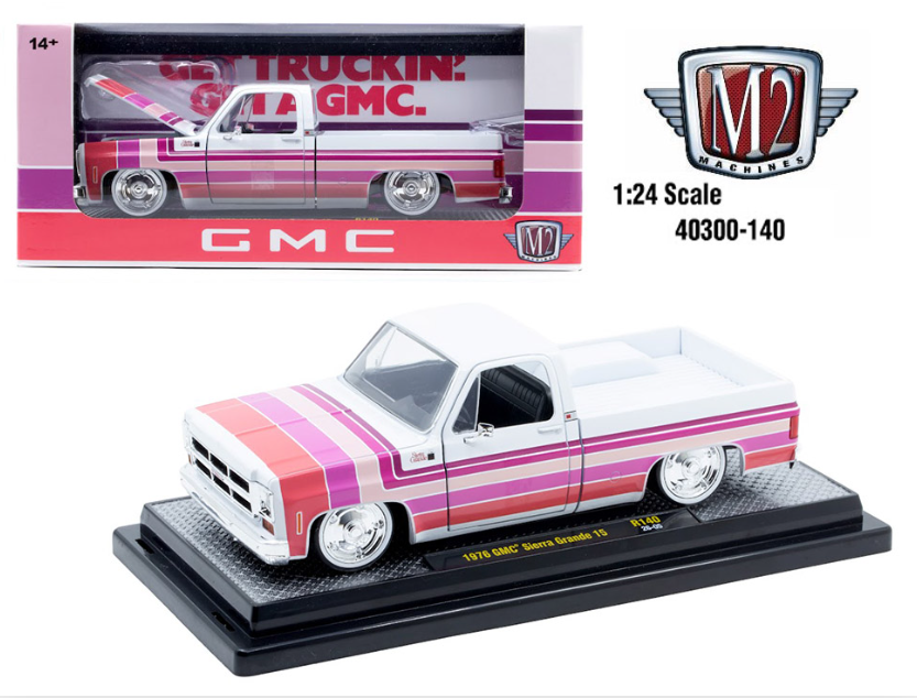 M2 Machines 1:24 1976 GMC Sierra Grande 15 – White – Release 140B