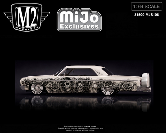 (Preorder) M2 Machines 1:64 2026 “Dias De Los Muertos” 1964 Chevrolet Impala SS Hard Top Lowriders – Pearl White – Mijo Exclusives