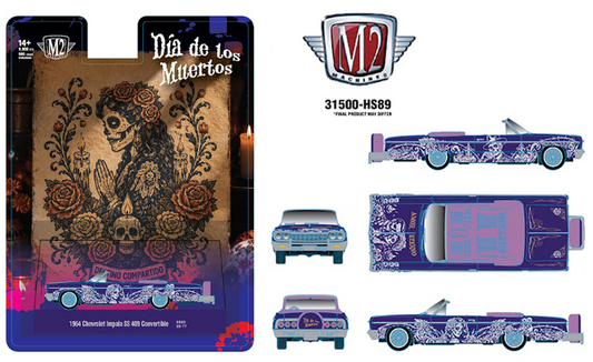 (Preorder) M2 Machines 1:64 1964 Chevrolet Impala SS 409 Convertible “Dia De Los Muertos”