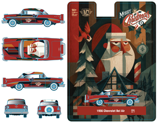 (PRE-ORDER) M2 Machines '56 Chevrolet Bel Air in Red with Santa - Christmas Edition Special Hobby Exclusive Release HS94