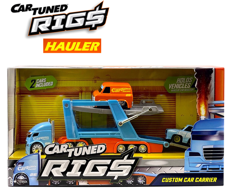 (Preorder) CarTuned 1:64 Container Rigs Hauler Series 2 Open Cars Transporter with 2 Vehicles – Racing Set