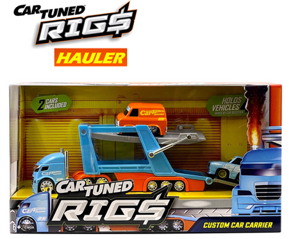 (Preorder) CarTuned 1:64 Container Rigs Hauler Series 2 Open Cars Transporter with 2 Vehicles – Racing Set