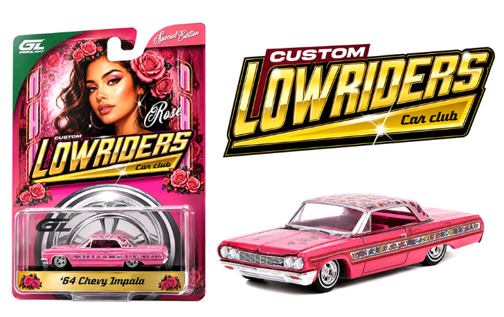 (Preorder) Greenlight 1:64 Custom Lowriders – 1964 Chevrolet Impala SS Rose – Pink