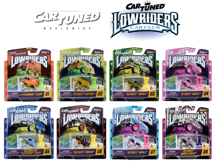 (Preorder) CarTuned 1:64 Lowriders SHOW GLOW Series 4 2026 – L.E.D. Light Up & Hopper Chassis