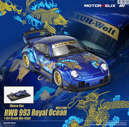 (Preorder) MotorHelix 1:64 RWB 993 Royal Ocean – Metallic Blue – Special Edition