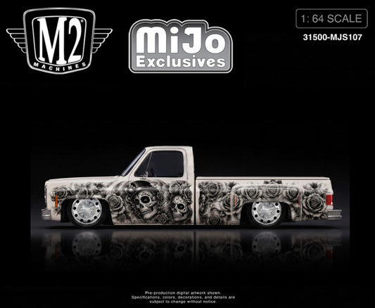 (Preorder) M2 Machines 1:64 2026 “Dias De Los Muertos” '78 Chevrolet Cheyenne Super 30 – Pearl White – Mijo Exclusives