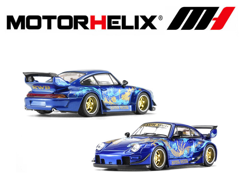 (Preorder) MotorHelix 1:64 RWB 993 Royal Ocean – Metallic Blue – Special Edition