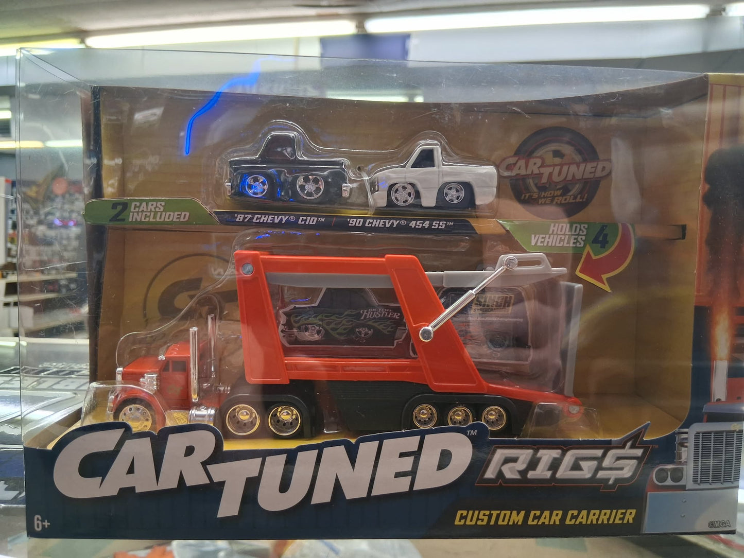 Car Tuned RIGS Custom Car Carrier w/ '87 Chevy C10 & '90 Chevy 454 SS