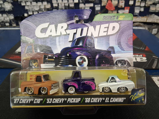 Car Tuned Series 4- '87 Chevy C10, '53 Chevy Pickup, '68 Chevy El Camino- 3pk