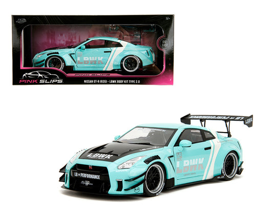 Jada Toys- Pink Slips- Nissan GTR(R35) w/LBWK Body Kit 2.0- Teal- 1:18